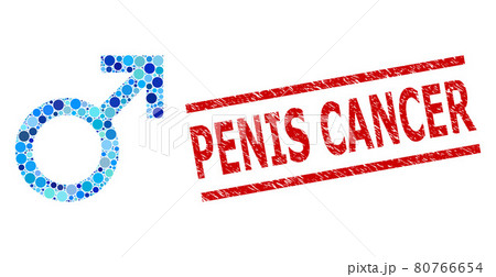 Scratched Penis Cancer Seal and Male Symbol Mosaic of Round Dots 80766654