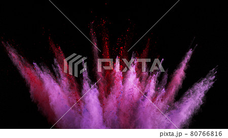 Freeze motion of coloured powder explosion. 80766816