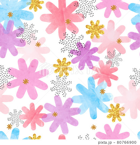 Seamless colorful pattern with abstract flowers. Vector floral watercolor background Seamless colorful pattern with abstract flowers. Vector floral watercolor background 80766900