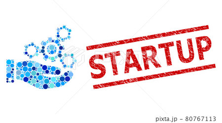 Scratched Startup Stamp Print and Mechanics Service Composition of Round Dots Scratched Startup Stamp Print and Mechanics Service Composition of Round Dots 80767113