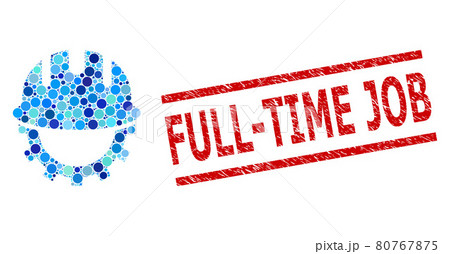 Distress Full-Time Job Stamp Seal and Development Hardhat Composition of Round Dots Distress Full-Time Job Stamp Seal and Development Hardhat Composition of Round Dots 80767875