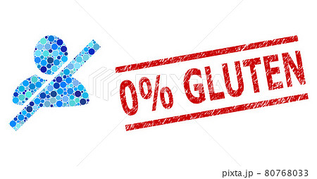 Scratched 0 percents Gluten Stamp Print and Not Allowed Man Mosaic of Circles Scratched 0 percents Gluten Stamp Print and Not Allowed Man Mosaic of Circles 80768033