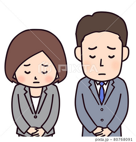 謝罪するビジネススーツの男女 上半身 謝罪するビジネススーツの男女 上半身 80768091