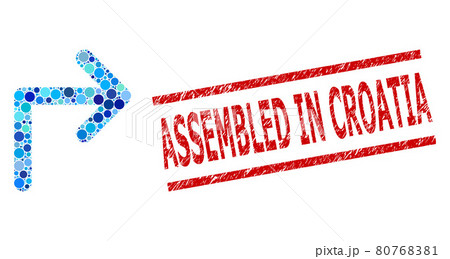 Grunge Assembled in Croatia Watermark and Turn Right Collage of Round Dots Grunge Assembled in Croatia Watermark and Turn Right Collage of Round Dots 80768381