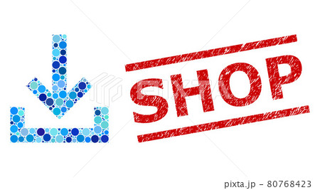 Grunge Shop Stamp and Inbox Mosaic of Circles 80768423