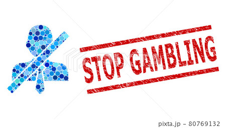 Grunge Stop Gambling Stamp Seal and Wrong Clerk Mosaic of Round Dots 80769132