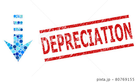 Scratched Depreciation Stamp Imitation and Send Down Composition of Rounded Dots 80769155