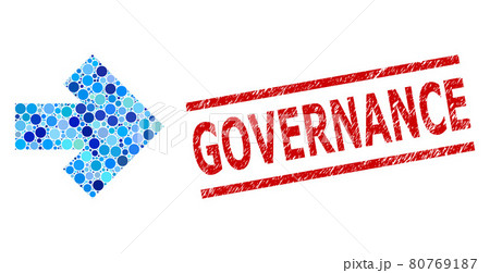 Textured Governance Stamp and Arrow Right Mosaic of Circles 80769187