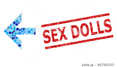 Distress Sex Dolls Stamp Print and Arrow Left Mosaic of Rounded Dots 80769205