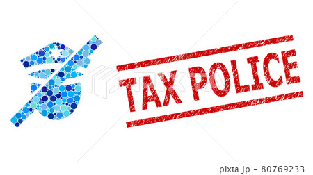 Scratched Tax Police Stamp Imitation and Restricted Police Mosaic of Rounded Dots Scratched Tax Police Stamp Imitation and Restricted Police Mosaic of Rounded Dots 80769233