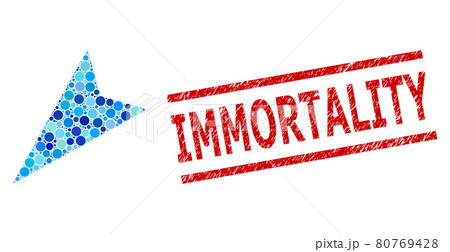 Distress Immortality Stamp Seal and Arrowhead Left-Down Collage of Round Dots 80769428