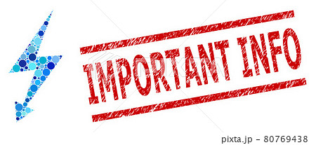 Scratched Important Info Stamp Seal and Electric Strike Composition of Circles 80769438