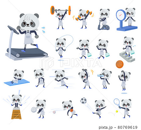 エクササイズやスポーツに関するパンダの女の子のセット 80769619