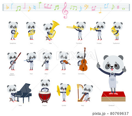 クラシック音楽演奏に関するパンダの男の子のセット 80769637