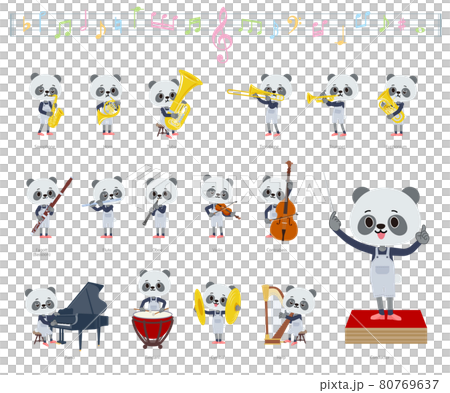 クラシック音楽演奏に関するパンダの男の子のセット 80769637