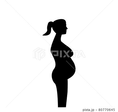 Woman Pregnant, silhouette icon. Vector illustration. Flat. Woman Pregnant, silhouette icon. Vector illustration. Flat. 80770645