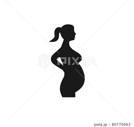 Woman Pregnant, silhouette icon. Vector illustration. Flat. 80770663