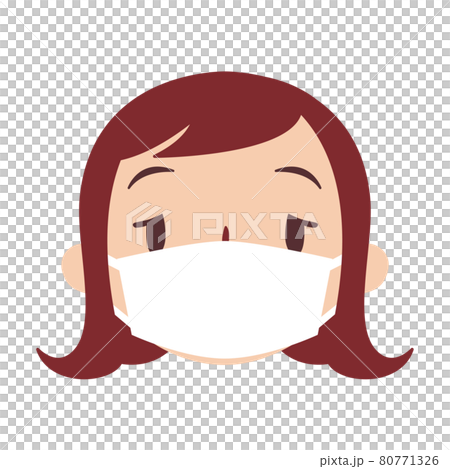 顔アイコンシリーズ_20代マスクの女性_表情_眠い_素材 80771326