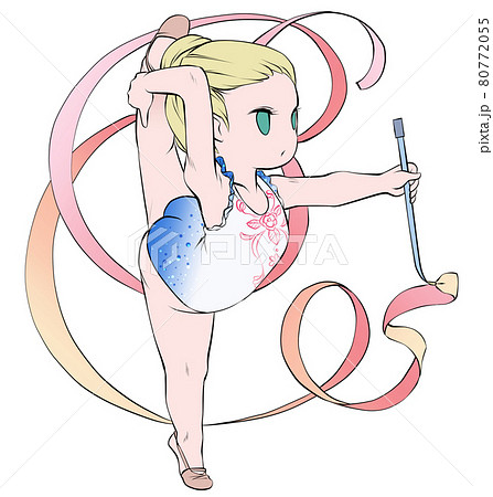 Caucasian Female Rhythmic Gymnast Who Acts As A Stock Illustration