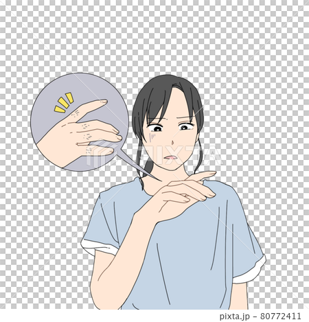 關心手指頭髮的女性 關心手指頭髮的女性 80772411