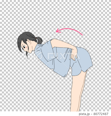 A woman stretching the back of her thighs A woman stretching the back of her thighs 80772487