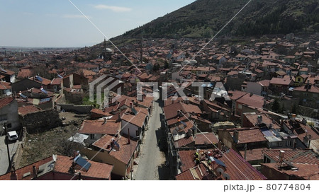 Top aerial drone city pattern architecture  80774804