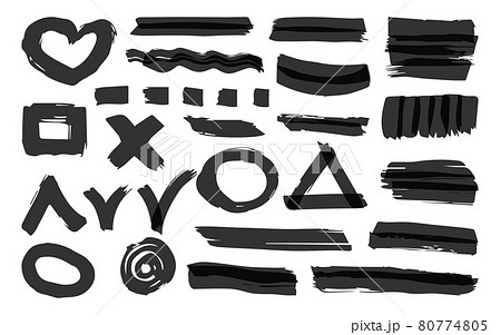 Text marker brush stroke hand drawn scrawls set 80774805