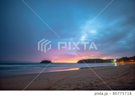 beautiful sunset behind Pu island at Kata beach 80775718
