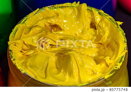 close up mastic color of ink for print tee shirt. close up mastic color of ink for print tee shirt. 80775748