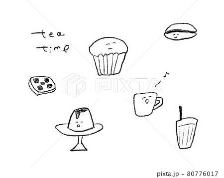 15時のスイーツセットイラスト 15時のスイーツセットイラスト 80776017
