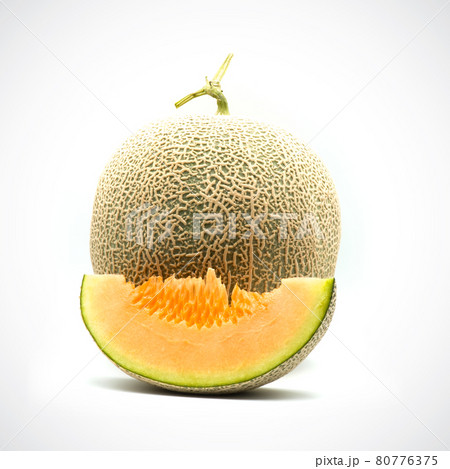 Cantaloupe Melon,with Orange flesh on the White Blackground. Cantaloupe Melon,with Orange flesh on the White Blackground. 80776375