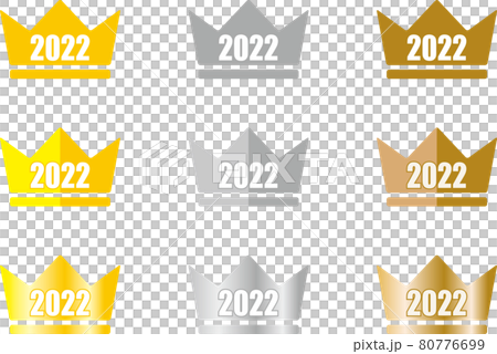 2022 numbered gold, silver and bronze ranking crown icon set no.01 80776699