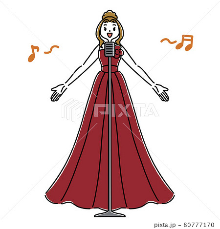 歌う歌手 マイク有りのイラスト素材