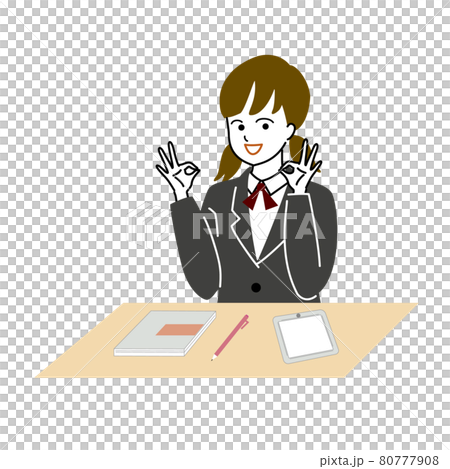 一個學生女孩努力學習的矢量圖 一個學生女孩努力學習的矢量圖 80777908