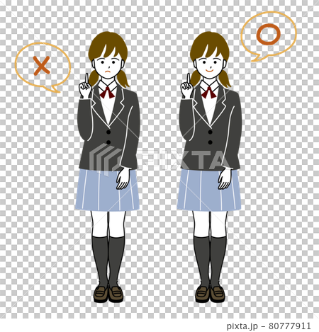 Vector illustration of a student girl calling attention to good and bad 80777911