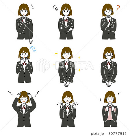 学生の女の子のベクターイラストセット 80777915