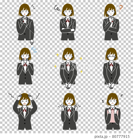 学生の女の子のベクターイラストセット 80777915