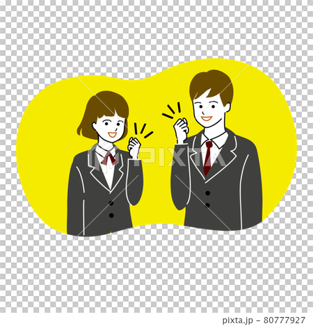 矢量圖的兩個學生男女做膽量姿勢 矢量圖的兩個學生男女做膽量姿勢 80777927