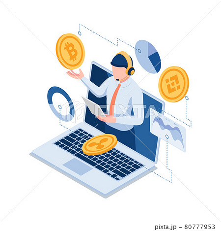 Isometric Online Investment Experts Explaining the Bitcoin and Other Cryptocurrency 80777953