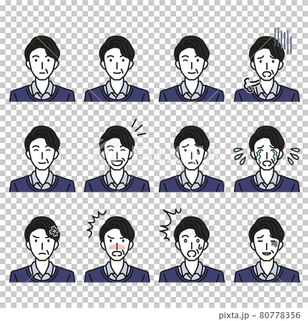 Various facial expressions of middle-aged men 80778356