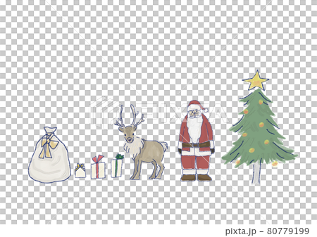 手描きのクリスマスイラストセット 80779199