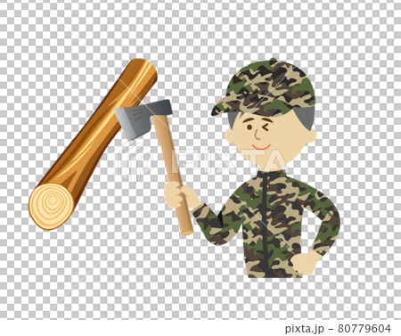 斧を使う男性のイラストイメージ 80779604