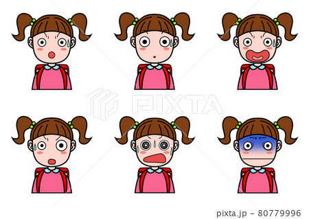 女子小学生の表情 驚き のイラスト素材