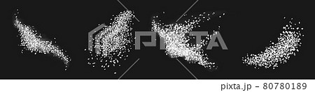 Scatters of white sugar or sea salt crystals Scatters of white sugar or sea salt crystals 80780189