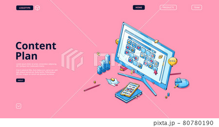 Content plan website with isometric calendar Content plan website with isometric calendar 80780190