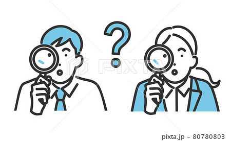 分析をする就職活動中の新卒男女のイメージイラスト素材 80780803