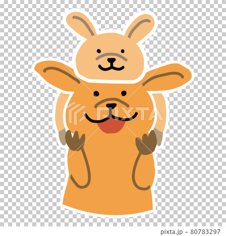 Illustration of vector image of parent and child of kangaroo who is piggybacking 80783297