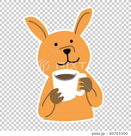 コーヒーを飲むカンガルーの可愛いベクター画像イラスト 80783300