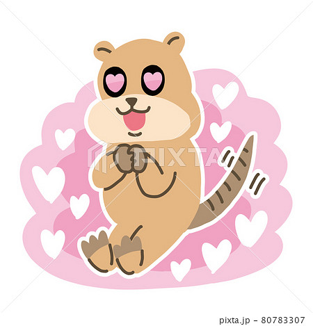 目がハートマークのクアッカワラビーのベクターイラスト 目がハートマークのクアッカワラビーのベクターイラスト 80783307