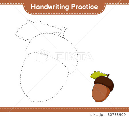 Handwriting practice. Tracing lines of Acorn. Educational children game, printable worksheet, vector illustration 80783909